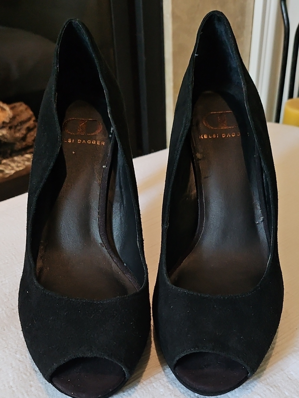 Kelsi Dagger Black Suede 4" Heels Size 7.5